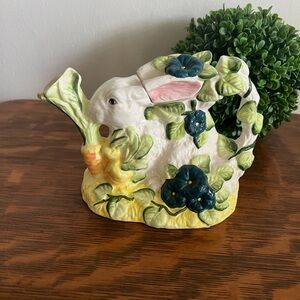 Vintage Floral Rabbit Tea Pot